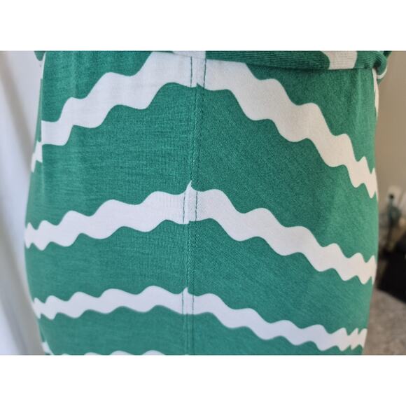 Boden Womens Green White Chevron Mock Neck Midi Dress US 6 UK 10 - Picture 4 of 7
